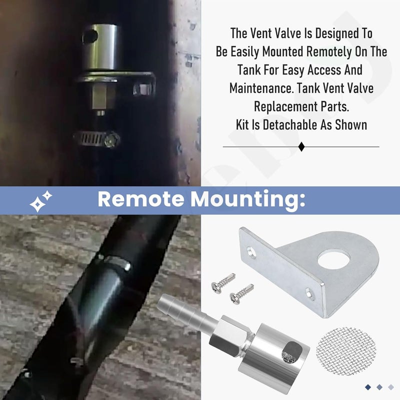 Braveboy Remote Mount Vent Valve for Fuel Tanks - w/Mounting Valve Brackets, 5/16'' Barb Size Tank Vent Line Replacement Part, Detachable Easy Installation - Image 2